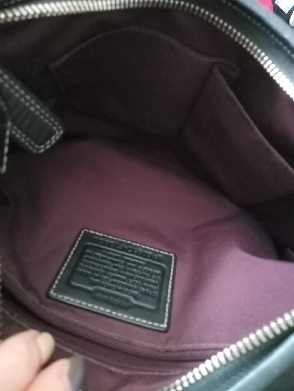 Coach Black Shoulder Bag with Contrast White Stitching - Picture 3 of 4
